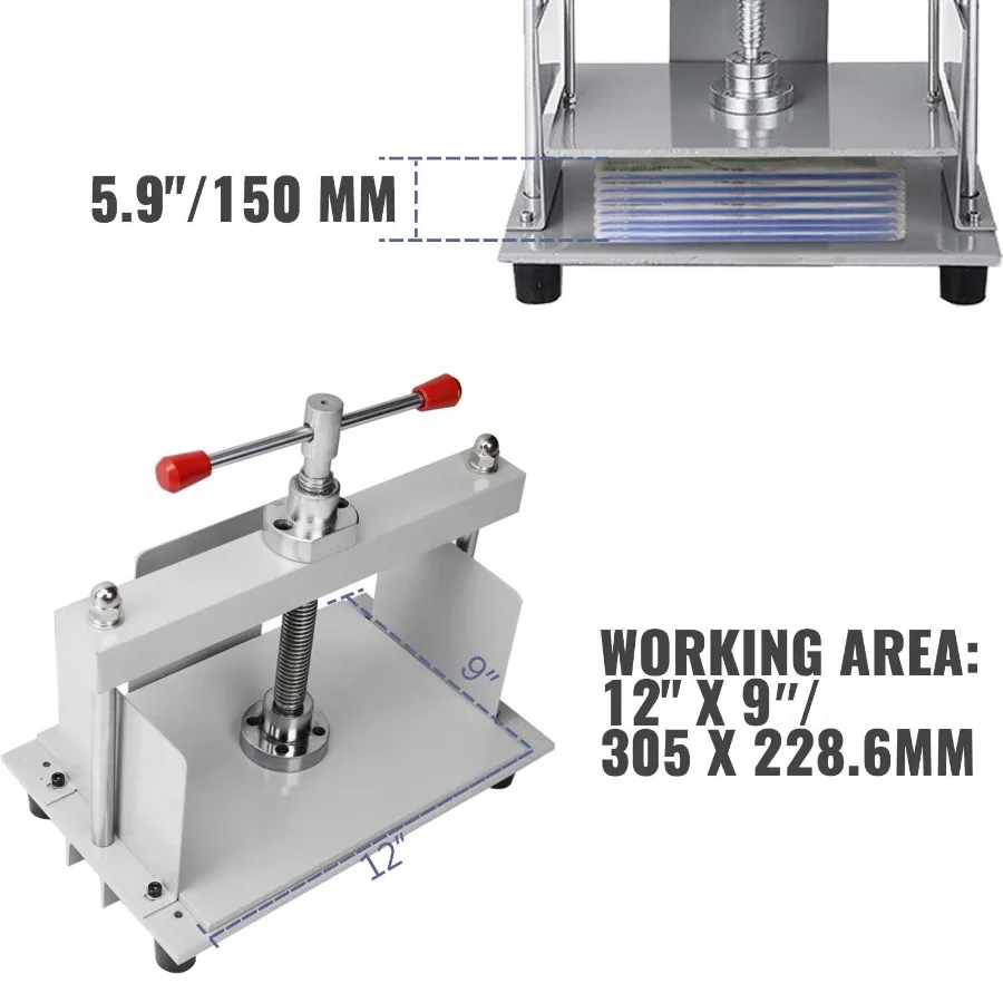 Manual Paper Press Machine 12x8.6 inch for A4 Papers 10cm Thick Steel Frame Flatting Book Press Machine Ideal for Papermaking a
Manual Paper Press Machine 12x8.6 inch for A4 Papers 10cm Thick Steel Frame Flatting Book Press Machine Ideal for Papermaking a