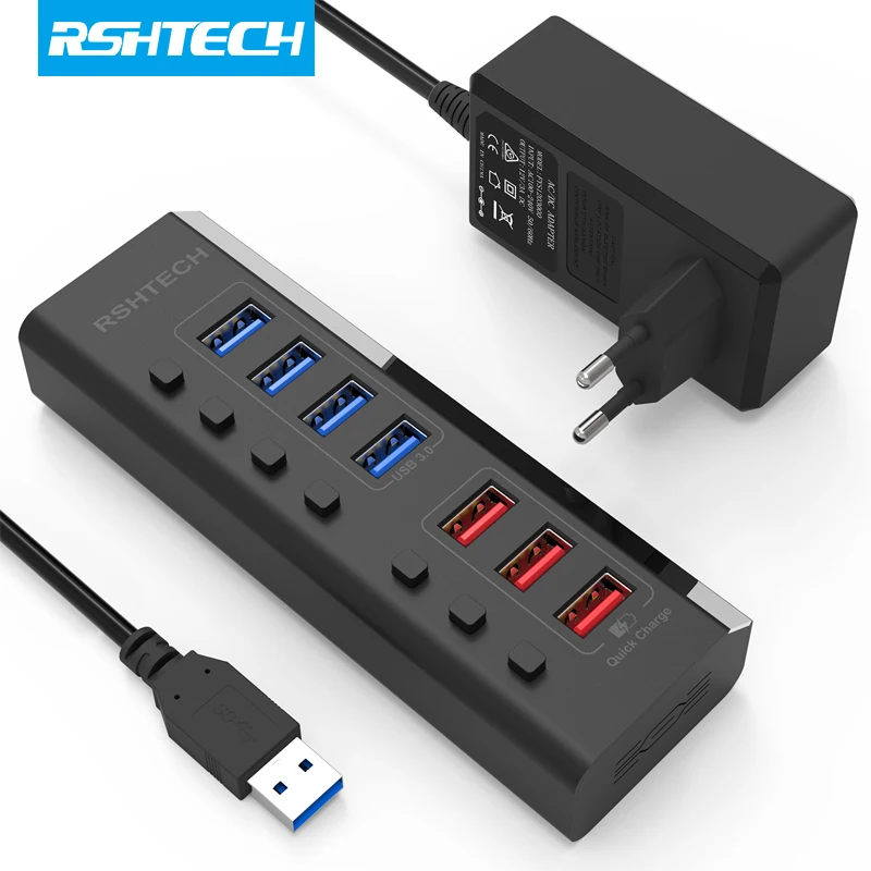 Высокоскоростной USB-разветвитель для передачи данных RSHTECH usb-хаб 7, 5 Гбит/с, с портами для быстрой зарядки и адаптером питания 36 Вт 12 В/3 А
Высокоскоростной USB-разветвитель для передачи данных RSHTECH usb-хаб 7, 5 Гбит/с, с портами для быстрой зарядки и адаптером питания 36 Вт 12 В/3 А