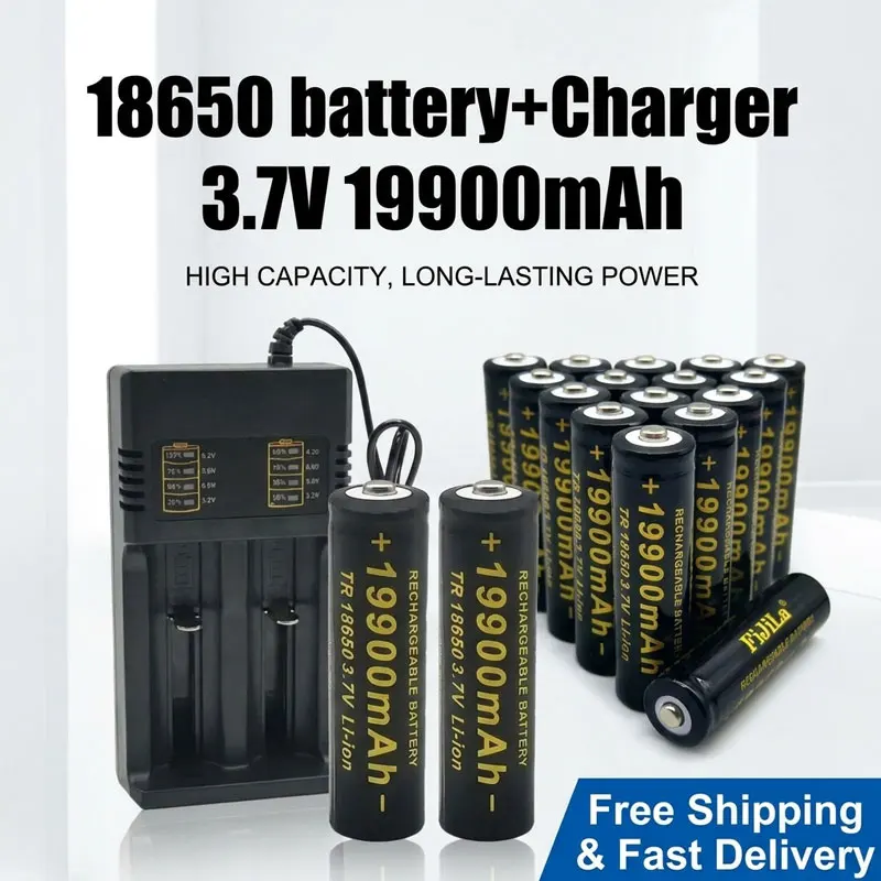 3.7V 18650 19900mAh Lithium Battery 100% New Rechargeable Battery And 201 Charger For Flashlight
3.7V 18650 19900mAh Lithium Battery 100% New Rechargeable Battery And 201 Charger For Flashlight