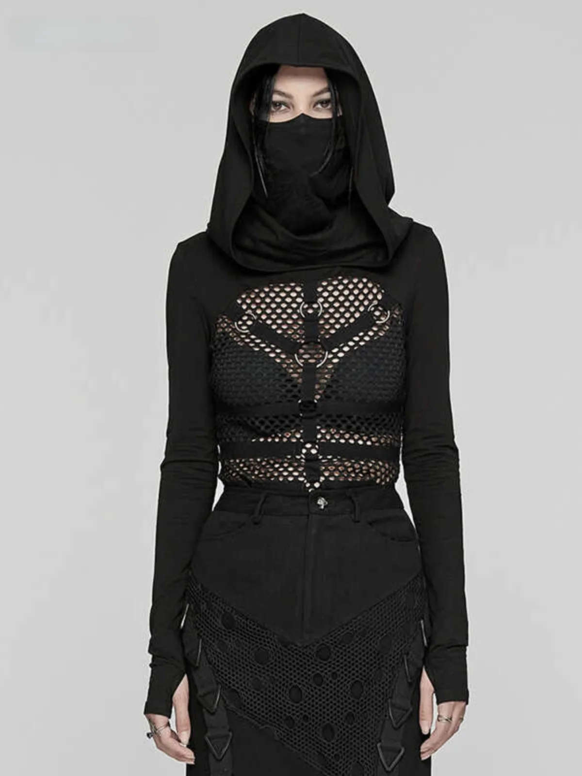 Punk Style Long Sleeve Hollow out T-Shirt Heavy Embroidery Mesh Splice Hoodie Women's Fashion Top Streetwear Cotton Blend
Punk Style Long Sleeve Hollow out T-Shirt Heavy Embroidery Mesh Splice Hoodie Women's Fashion Top Streetwear Cotton Blend