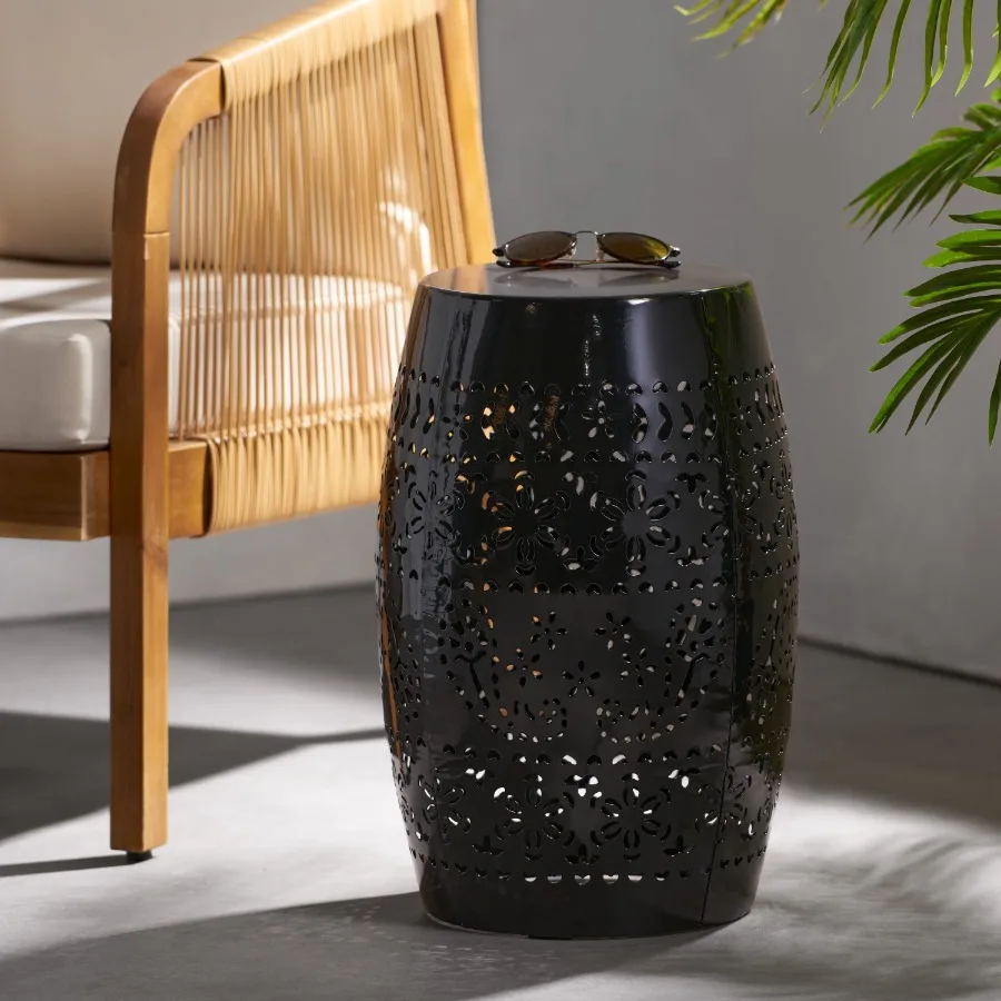 Lace Cut Metal Side Table Outdoor End Table for Patio Balcony Garden Black
Lace Cut Metal Side Table Outdoor End Table for Patio Balcony Garden Black