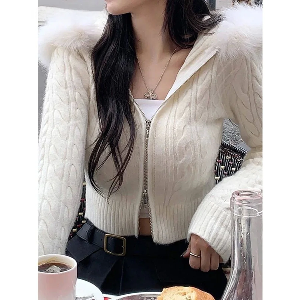 IAMSURE Sweet Furry Trim Hooded Knitted Cropped Cardigans for Women Spring 2025 Season Other Material 100% Ladies Sweater
IAMSURE Sweet Furry Trim Hooded Knitted Cropped Cardigans for Women Spring 2025 Season Other Material 100% Ladies Sweater