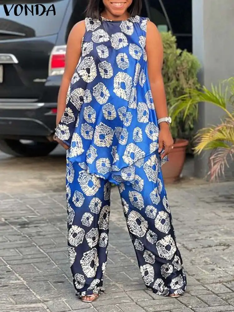 2024 VONDA Bohemian Vintage Pants Sets Summer Women Printed Suits Sleeveless Tops Long Trousers Casual Loose Sets Oversize Femme
2024 VONDA Bohemian Vintage Pants Sets Summer Women Printed Suits Sleeveless Tops Long Trousers Casual Loose Sets Oversize Femme