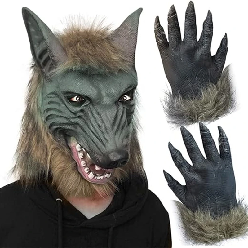 Holloween Horror Mask Party Cosplay Werewolf Costume Dress Up Mask Wolf Head Mask and Claws Animal Dress Up Props
Holloween Horror Mask Party Cosplay Werewolf Costume Dress Up Mask Wolf Head Mask and Claws Animal Dress Up Props