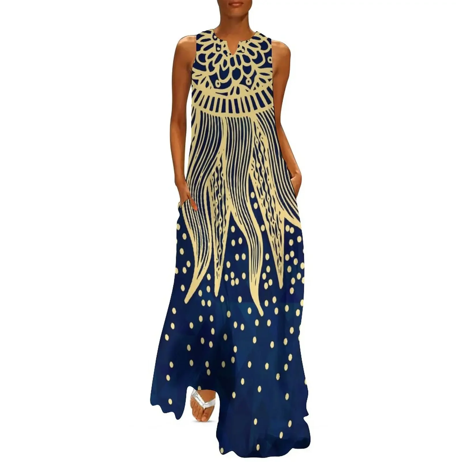 Blue Gold Boho Sun Mandala Confetti Long Dress women clothes woman dress women's elegant loose dresses Dress
Blue Gold Boho Sun Mandala Confetti Long Dress women clothes woman dress women's elegant loose dresses Dress