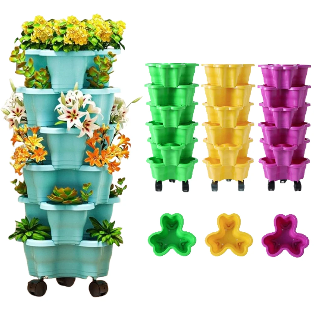 New Vertical Tower Stackable 3D Multilayer Flower Pot with Wheels Flower Pot For Family Indoor Balcony Vegetable Flower Planter
New Vertical Tower Stackable 3D Multilayer Flower Pot with Wheels Flower Pot For Family Indoor Balcony Vegetable Flower Planter
