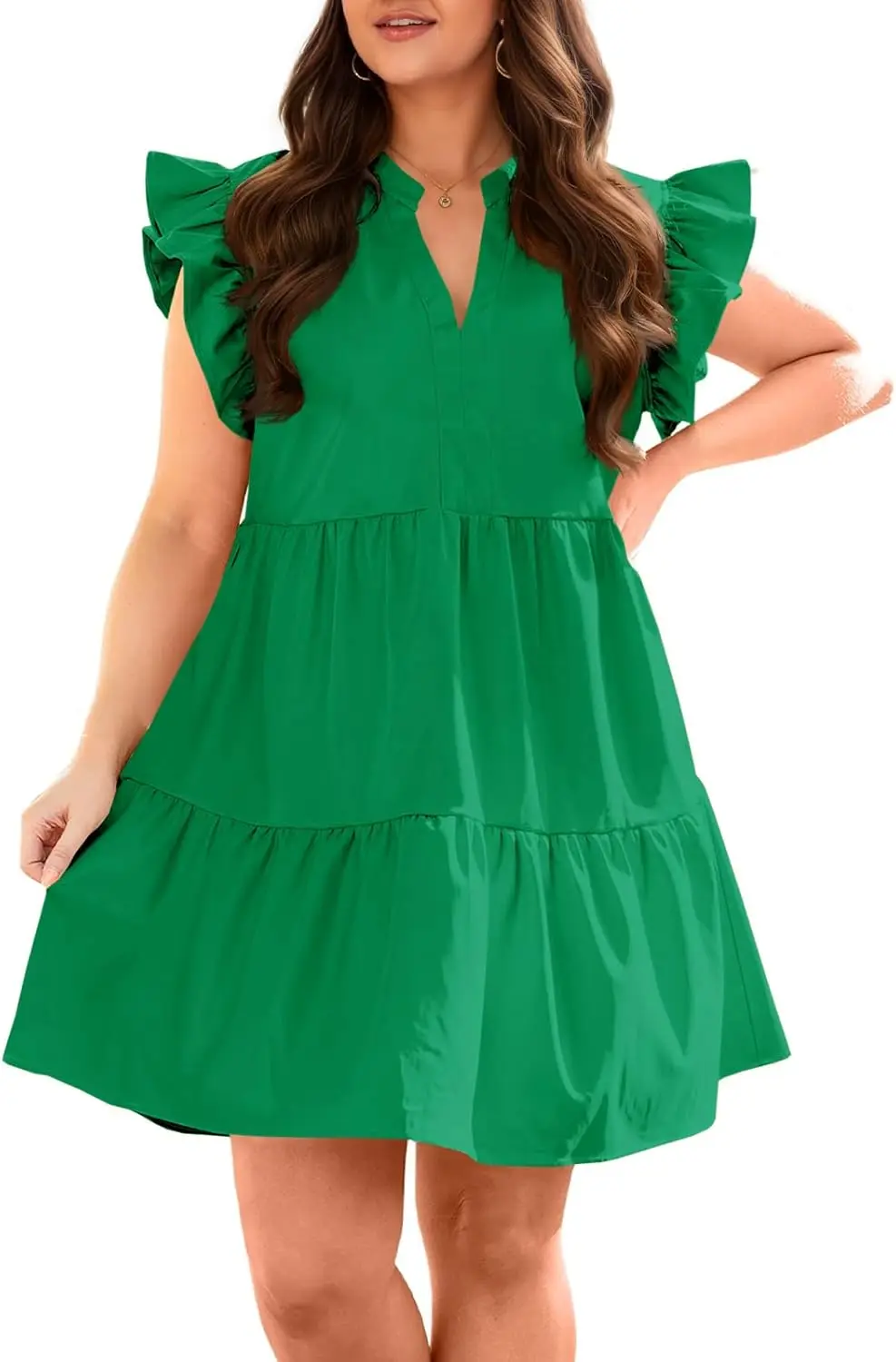 Plus Size Dresses for Women Summer Ruffle Short Sleeve V Neck Dress Tiered Swing A Line Babydoll Mini Dress
Plus Size Dresses for Women Summer Ruffle Short Sleeve V Neck Dress Tiered Swing A Line Babydoll Mini Dress