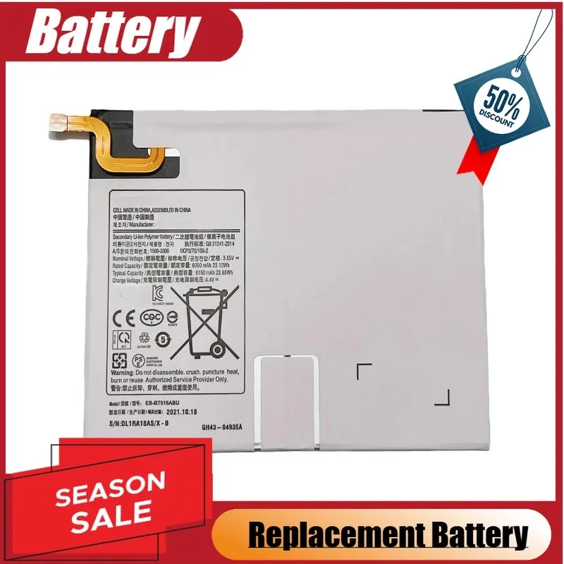 Tablet PC Battery 3.85V 6150mAh EB-BT515ABU For Samsung Galaxy Tab A 10.1 2019 SM-T510 T515 Replacement Battery New High Quality
Tablet PC Battery 3.85V 6150mAh EB-BT515ABU For Samsung Galaxy Tab A 10.1 2019 SM-T510 T515 Replacement Battery New High Quality