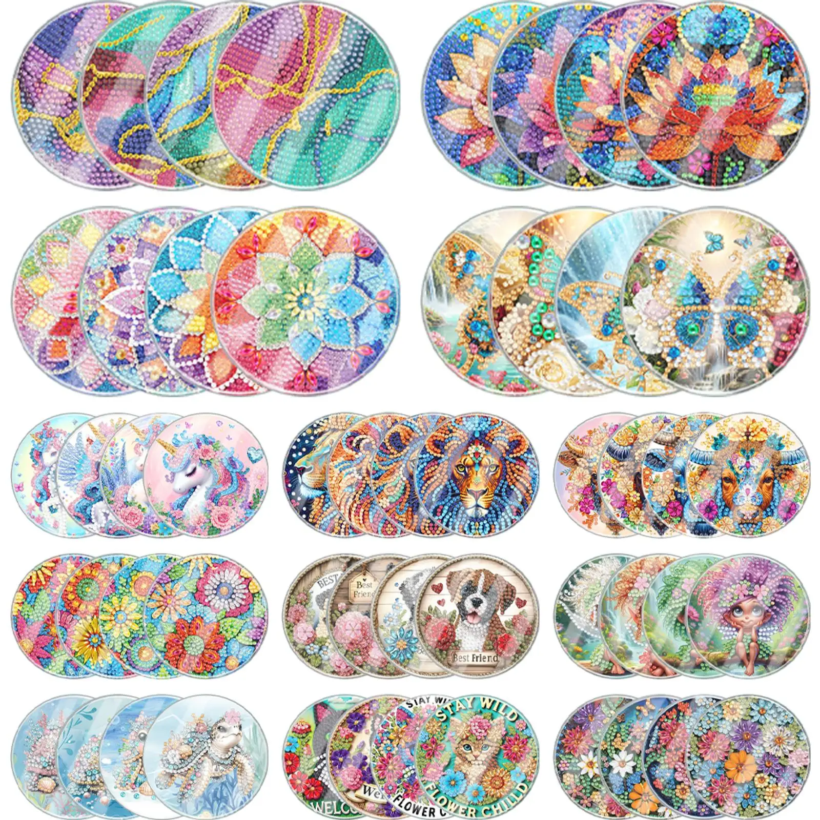 4pcs Acrylic DIY Full Drill Diamond Coaster with Holder Diamond Painting Crafts Coaster for Adults and Beginners Home Decoration
4pcs Acrylic DIY Full Drill Diamond Coaster with Holder Diamond Painting Crafts Coaster for Adults and Beginners Home Decoration