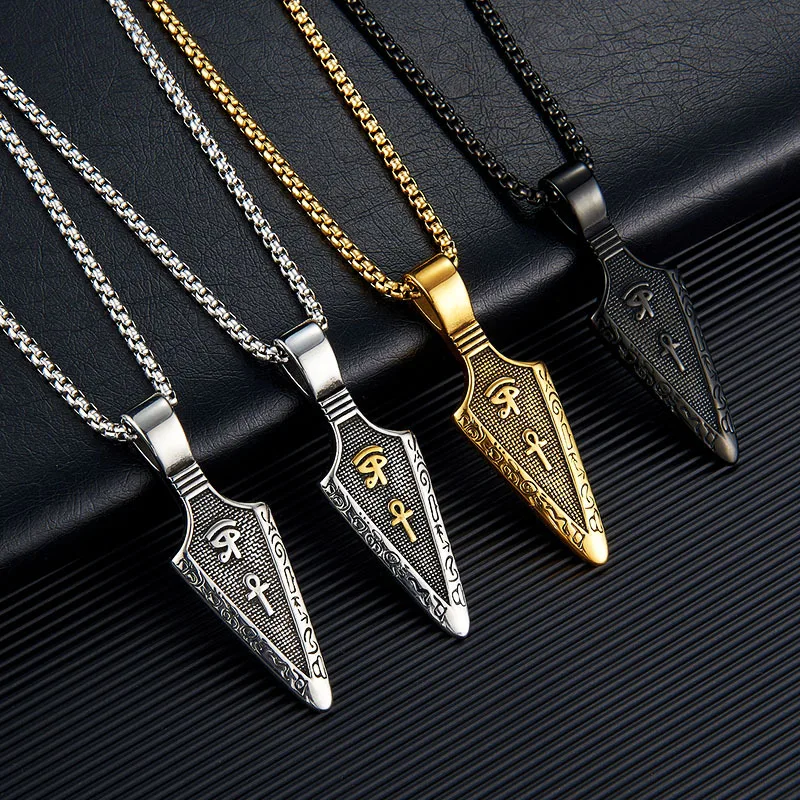 316L Stainless Steel Necklace Men's Jewelry Retro Eye of Horus Ankh Egyptian Cross Necklace Spearhead Arrow Pendant Accessories
316L Stainless Steel Necklace Men's Jewelry Retro Eye of Horus Ankh Egyptian Cross Necklace Spearhead Arrow Pendant Accessories