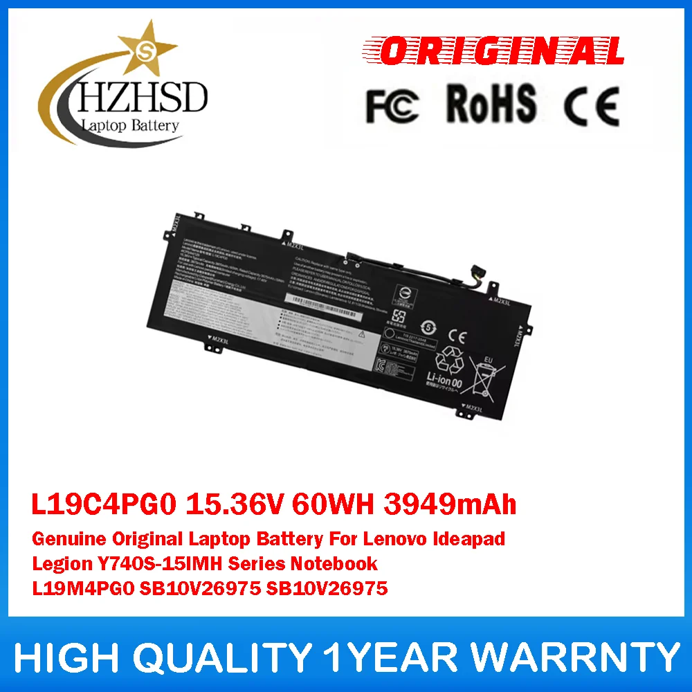 L19C4PG0 15.36V 60WH 3949mAh Genuine Original Laptop Battery For Lenovo Ideapad Legion Y740S-15IMH Series L19M4PG0 SB10V26975
L19C4PG0 15.36V 60WH 3949mAh Genuine Original Laptop Battery For Lenovo Ideapad Legion Y740S-15IMH Series L19M4PG0 SB10V26975