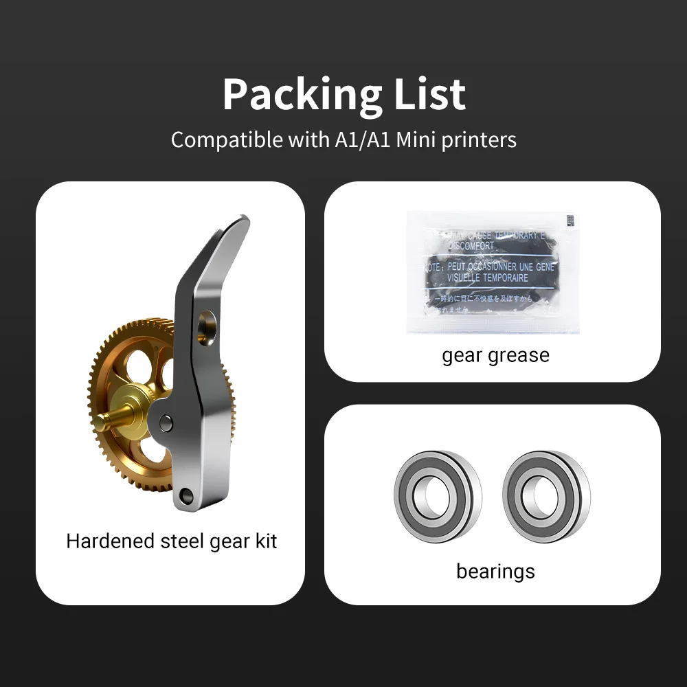 Upgraded Extruder Gear for A1 Lab RNC Nano-Coated Hardened Steel Helical Gear Wear Resistant for A1 Mini 3d Printer Accessories