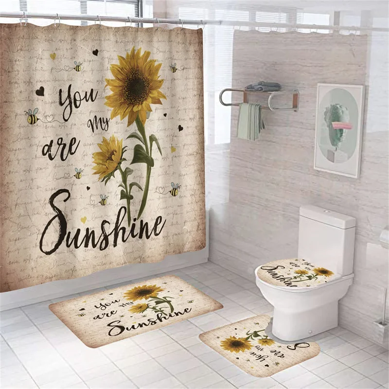 Sunflower 3D Print Bath Curtain Waterproof Flowers Plant Bath Mat Set Modern Toilet Rugs Polyester Anti-slip Carpet Decor Home
Sunflower 3D Print Bath Curtain Waterproof Flowers Plant Bath Mat Set Modern Toilet Rugs Polyester Anti-slip Carpet Decor Home