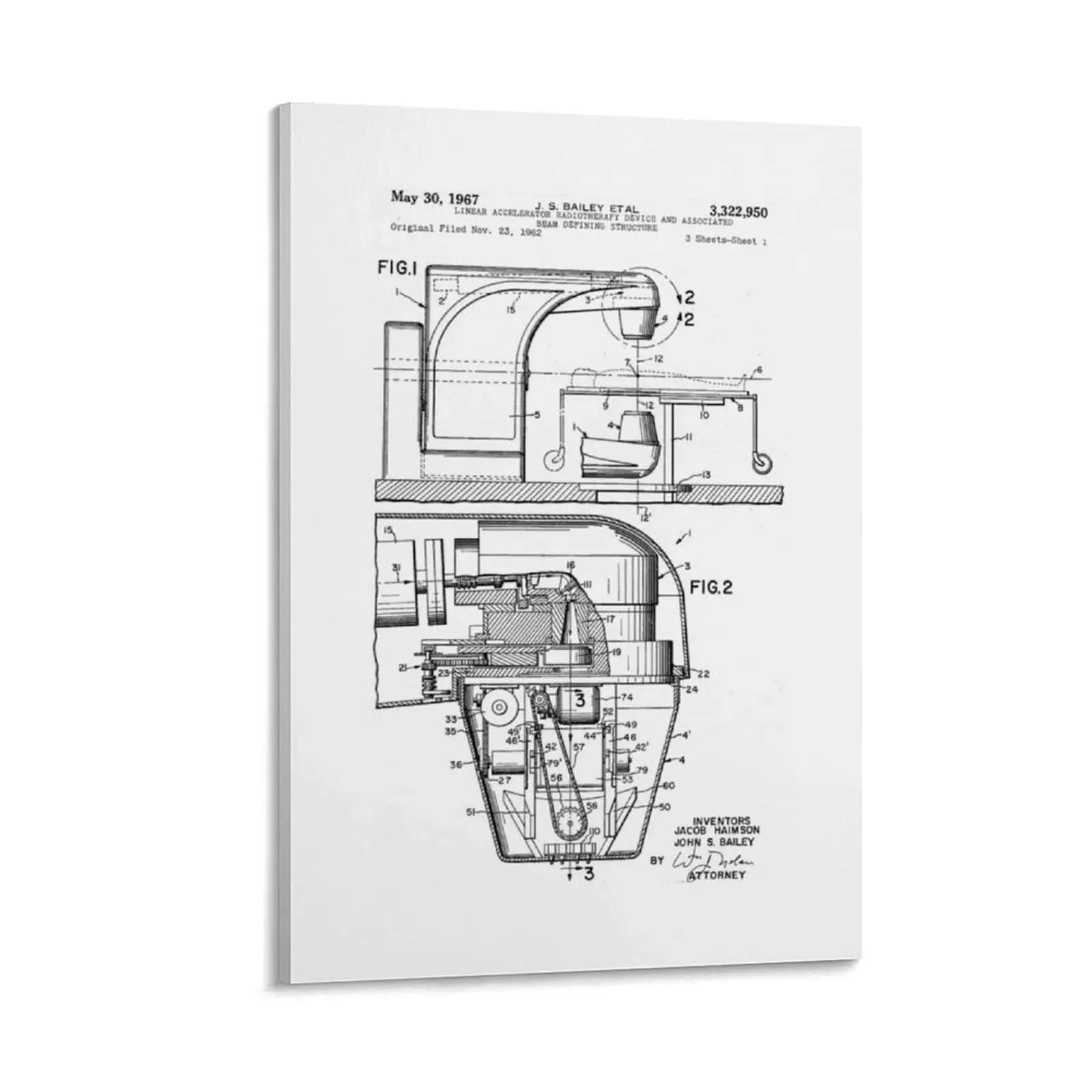 Linear Accelerator (LINAC) Patent Design 1967 Canvas Painting luxury home decor aesthetic room living room decoration
Linear Accelerator (LINAC) Patent Design 1967 Canvas Painting luxury home decor aesthetic room living room decoration