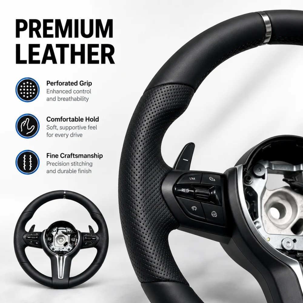 Interior Steering Wheel For BMW M3 M5 F20 F22 F23 F30 F33 F34 X1 F48 X5 F15 X3 F25 F80 E90 E70 E84 M Series With Silvery Mark
Interior Steering Wheel For BMW M3 M5 F20 F22 F23 F30 F33 F34 X1 F48 X5 F15 X3 F25 F80 E90 E70 E84 M Series With Silvery Mark