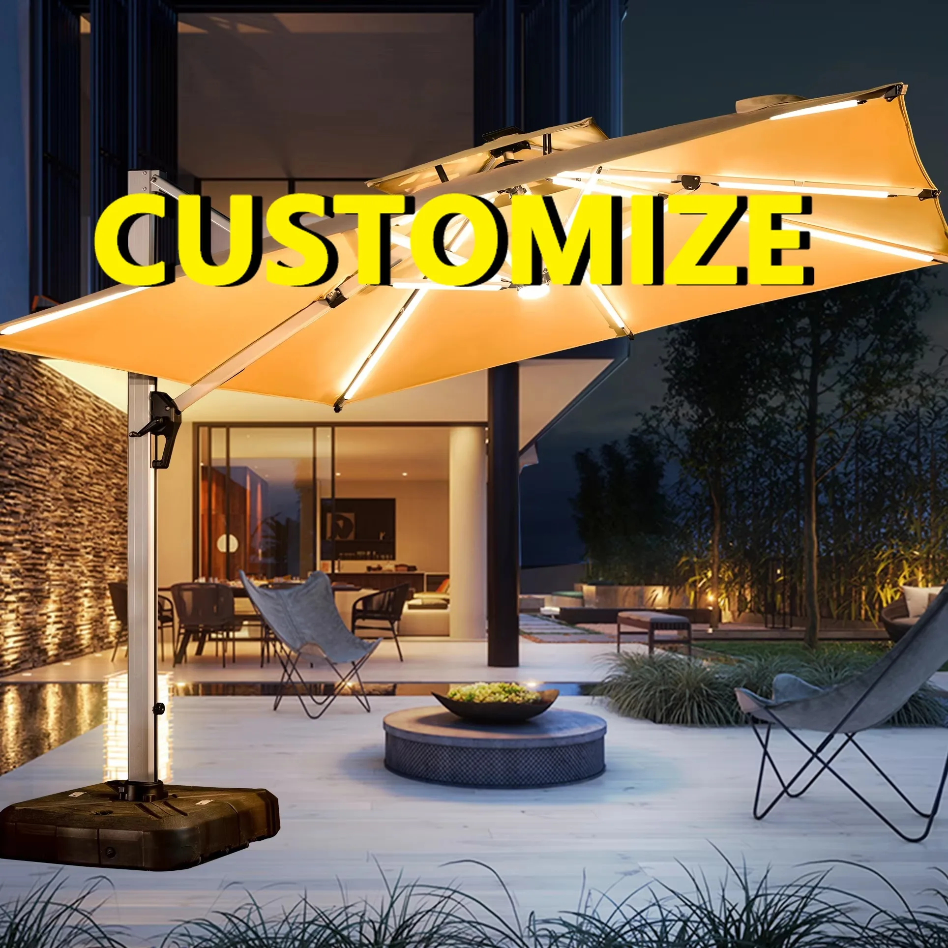 Any Size Custom Outdoor Aluminum Patio Umbrella Solar LED Lights UV Protection Waterproof Sunshade Hotel Villa Courtyard Heavy D
Any Size Custom Outdoor Aluminum Patio Umbrella Solar LED Lights UV Protection Waterproof Sunshade Hotel Villa Courtyard Heavy D
