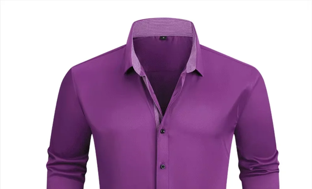 2026 Men's Black Long-sleeve Stretch Shirt, Red Patchwork-trimmed Shirts, Commuter-style Single-Breasted Lapel Tops.
2026 Men's Black Long-sleeve Stretch Shirt, Red Patchwork-trimmed Shirts, Commuter-style Single-Breasted Lapel Tops.