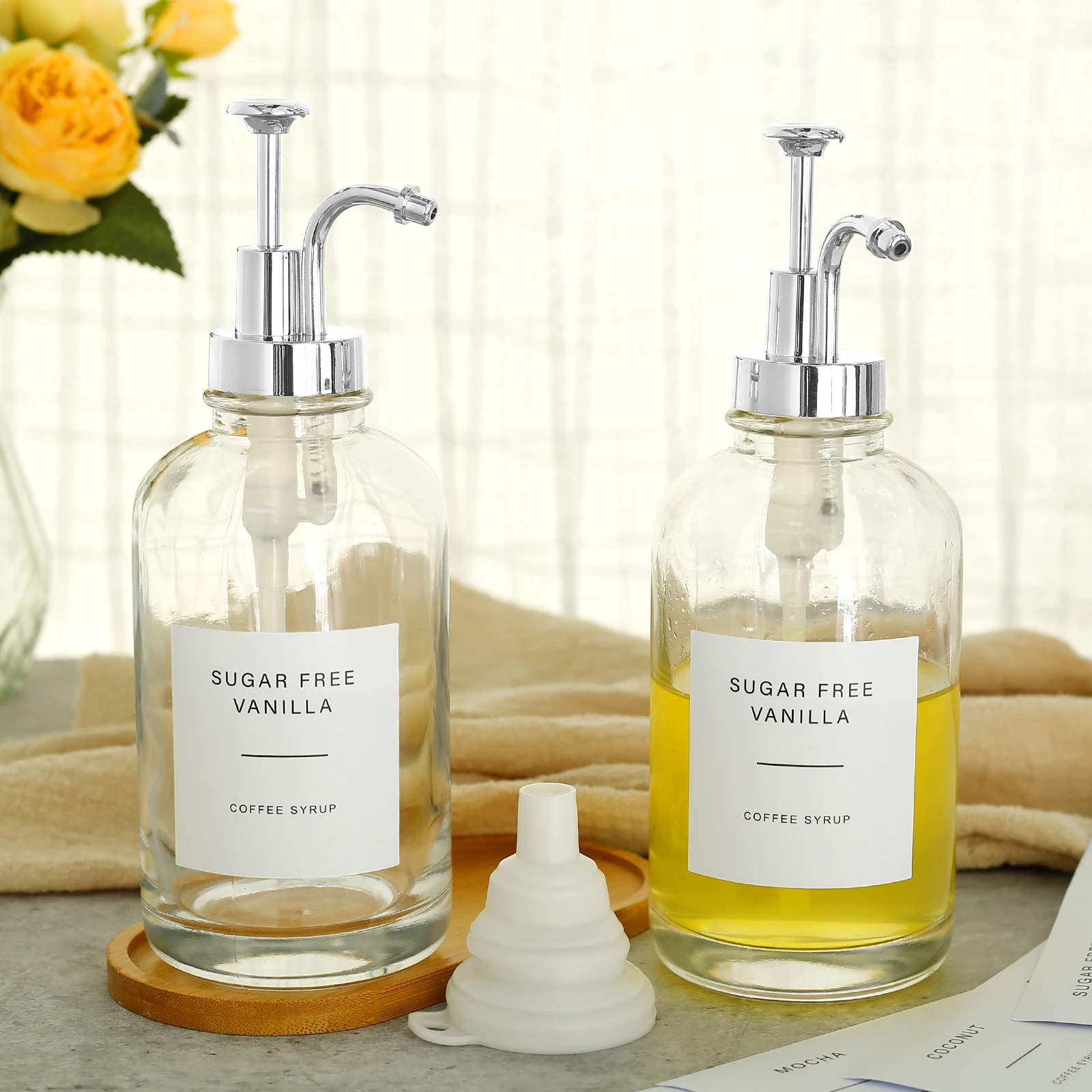 2pcs Dispensing Bottles Coffee Syrup Bottle Glass Container for Kitchen Honey Vinegar Travel Shower Gel Cleanser Pump Dispenser
2pcs Dispensing Bottles Coffee Syrup Bottle Glass Container for Kitchen Honey Vinegar Travel Shower Gel Cleanser Pump Dispenser