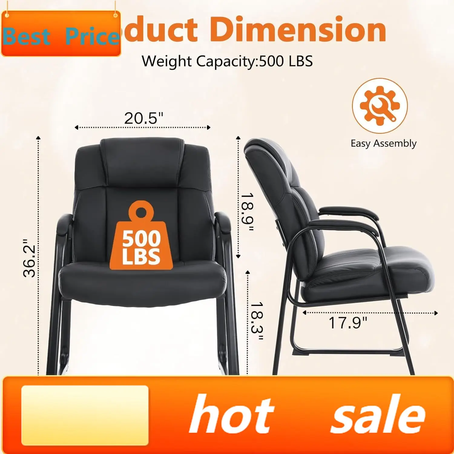 hot-sellingBig & Tall 500 lb. Guest Chair, Leather Reception Chairs with Sled Base and Padded Arm Rest for Waiting Room Office H
hot-sellingBig & Tall 500 lb. Guest Chair, Leather Reception Chairs with Sled Base and Padded Arm Rest for Waiting Room Office H