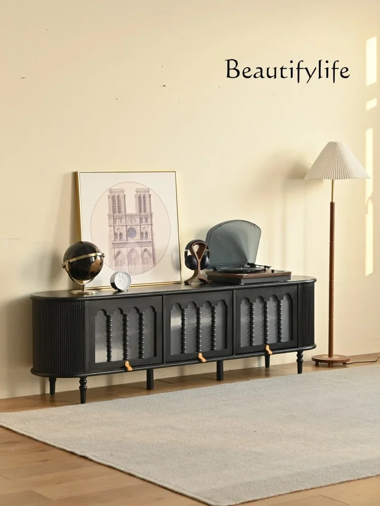 yj21 French solid wood TV cabinet smoked black small apartment living room locker American retro floor cabinet 
yj21 French solid wood TV cabinet smoked black small apartment living room locker American retro floor cabinet