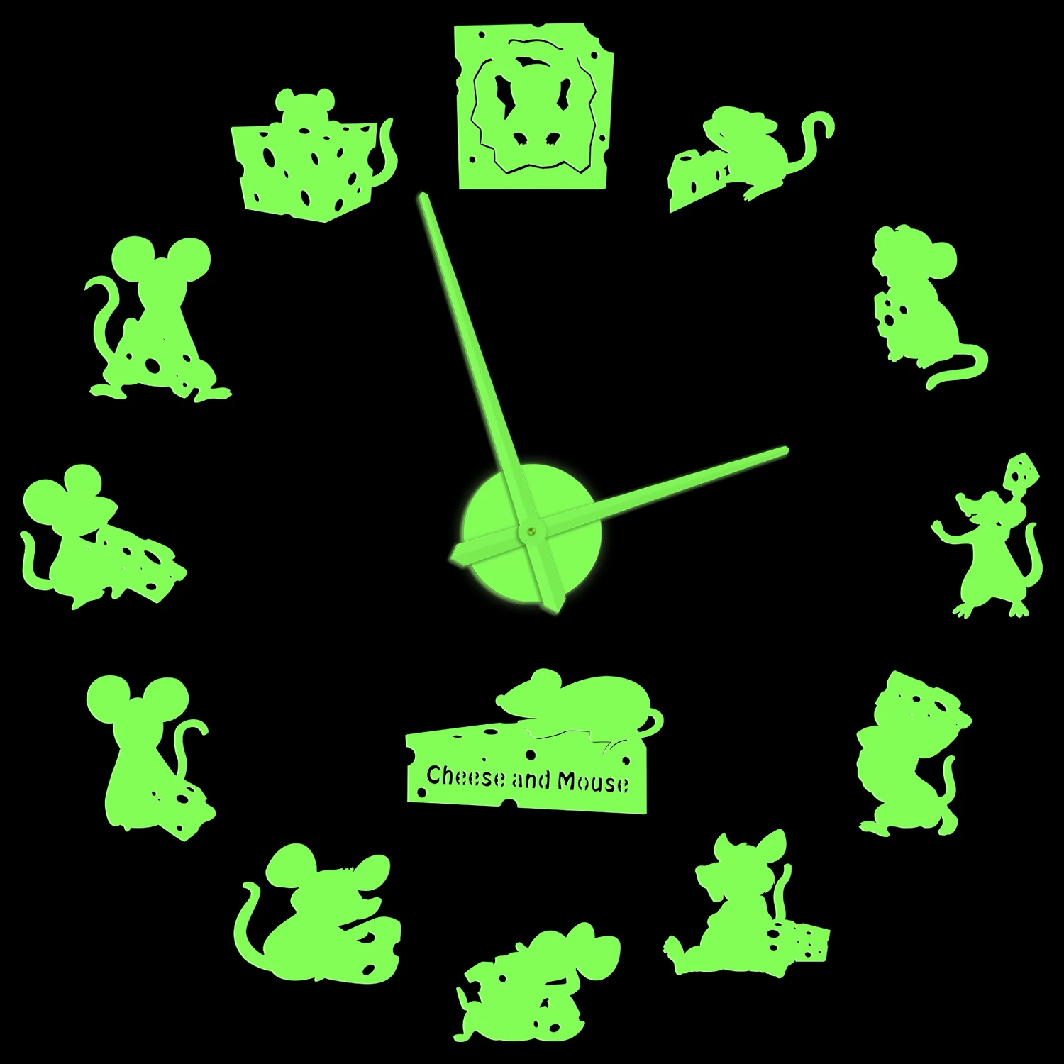 Funny Mouse and Cheese Glow in Dark Wall Clock For Kitchen Mice Stealing Cheese Oversized DIY Stickers Silent Non Ticking Watch
Funny Mouse and Cheese Glow in Dark Wall Clock For Kitchen Mice Stealing Cheese Oversized DIY Stickers Silent Non Ticking Watch