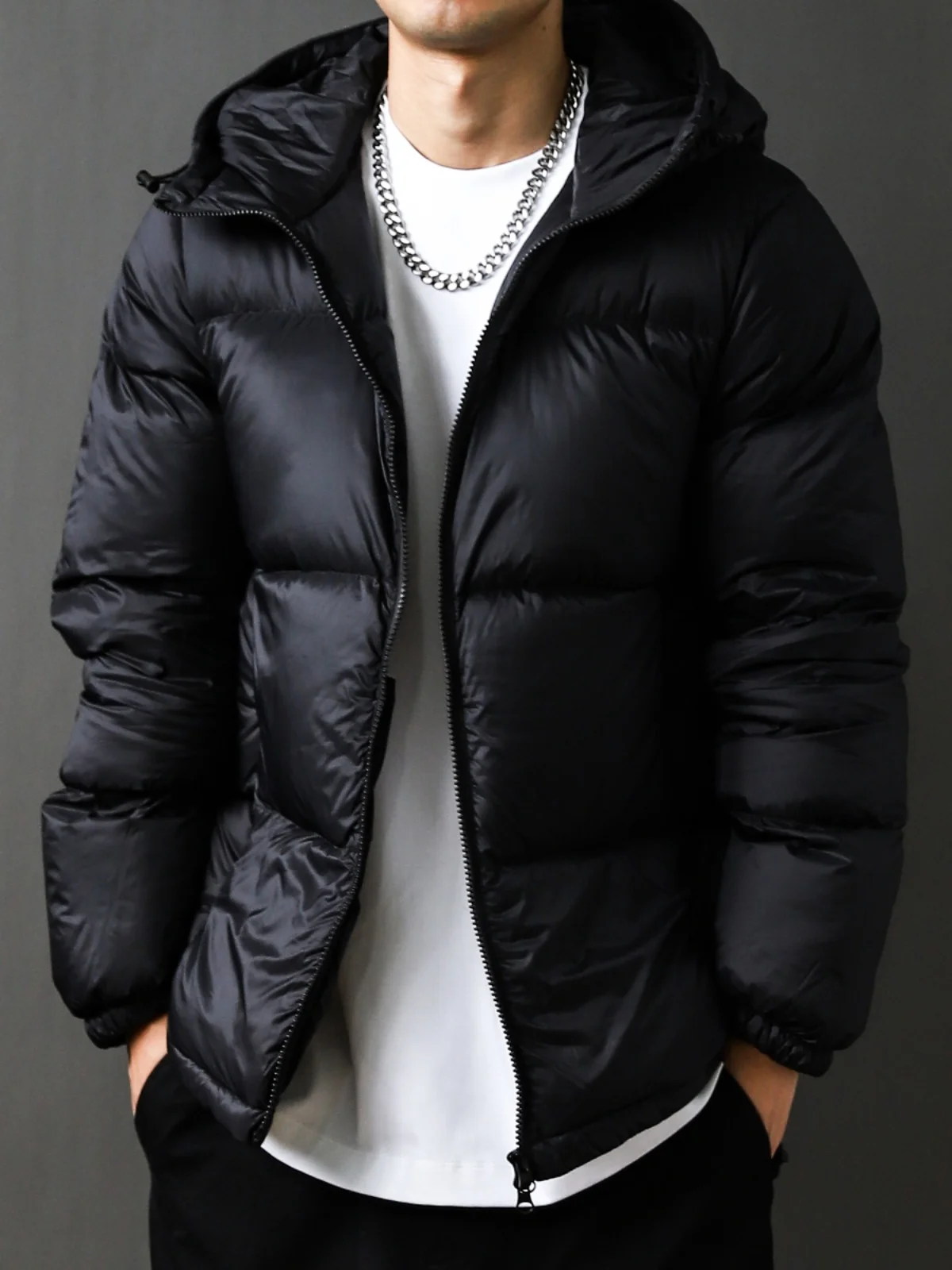 Loose Fit Du down Jaet Men's Thiened Hooded Padded Coat Youth Faion White Du Feather Autumn Winter Outerwear Bla
Loose Fit Du down Jaet Men's Thiened Hooded Padded Coat Youth Faion White Du Feather Autumn Winter Outerwear Bla