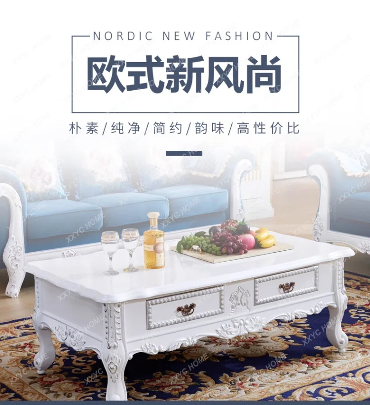 MM solid wood white paint coffee table with drawers carved furniture simple and modern
MM solid wood white paint coffee table with drawers carved furniture simple and modern