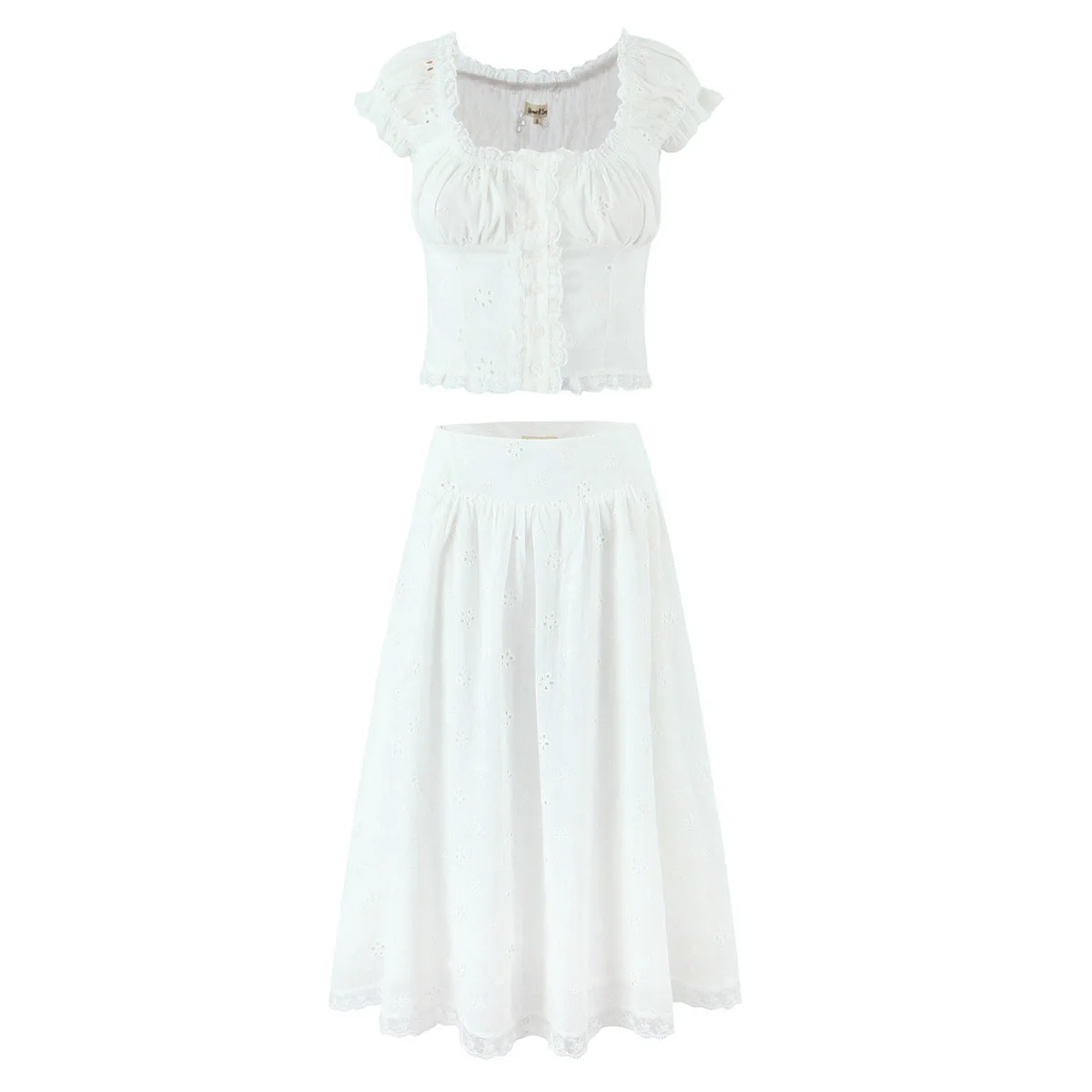 Summer Two Piece Skirt Set Square Neck Button Down Tops White Puffed Sleeve Shirt+Large Sweep Dress High Waist Skirt
Summer Two Piece Skirt Set Square Neck Button Down Tops White Puffed Sleeve Shirt+Large Sweep Dress High Waist Skirt