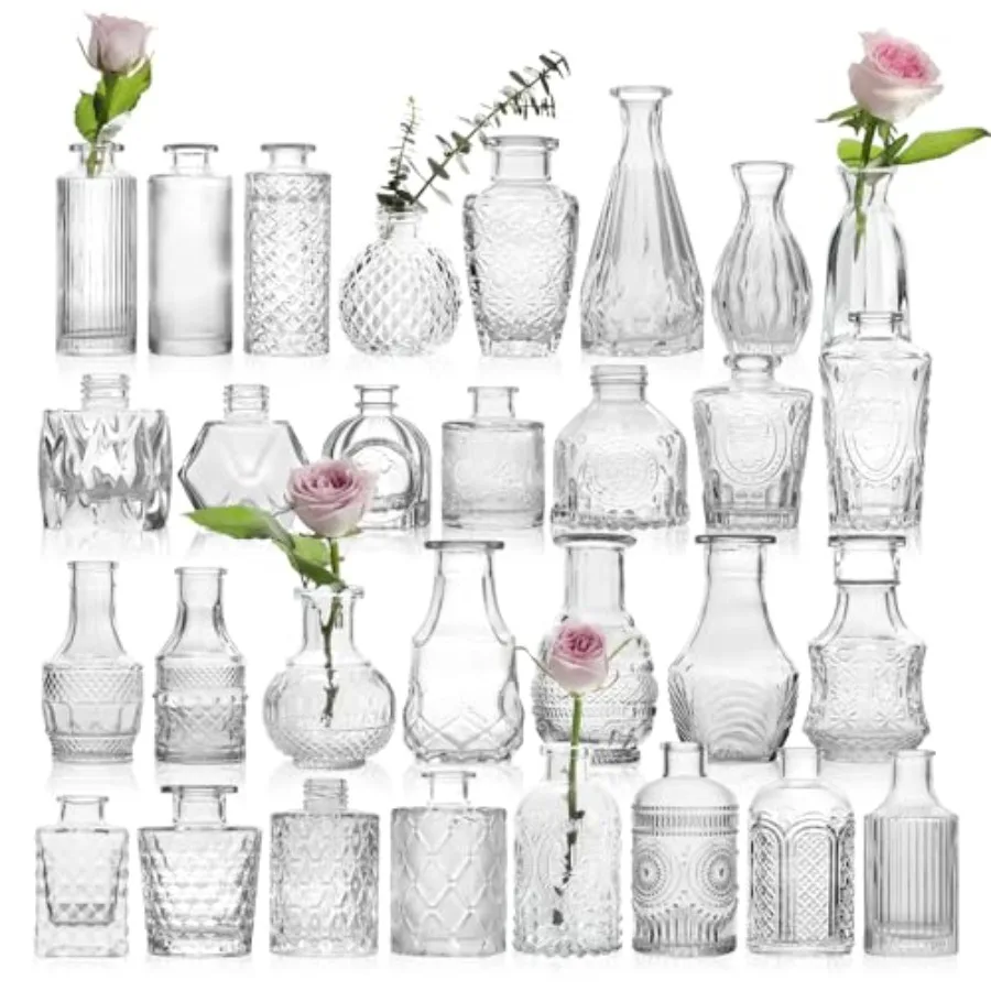 Vintage Glass Bud Vases Bulk 30 Pack Small Clear Flower Vases for Wedding Decor, Centerpiece Table Decorations, Rustic Home and
Vintage Glass Bud Vases Bulk 30 Pack Small Clear Flower Vases for Wedding Decor, Centerpiece Table Decorations, Rustic Home and