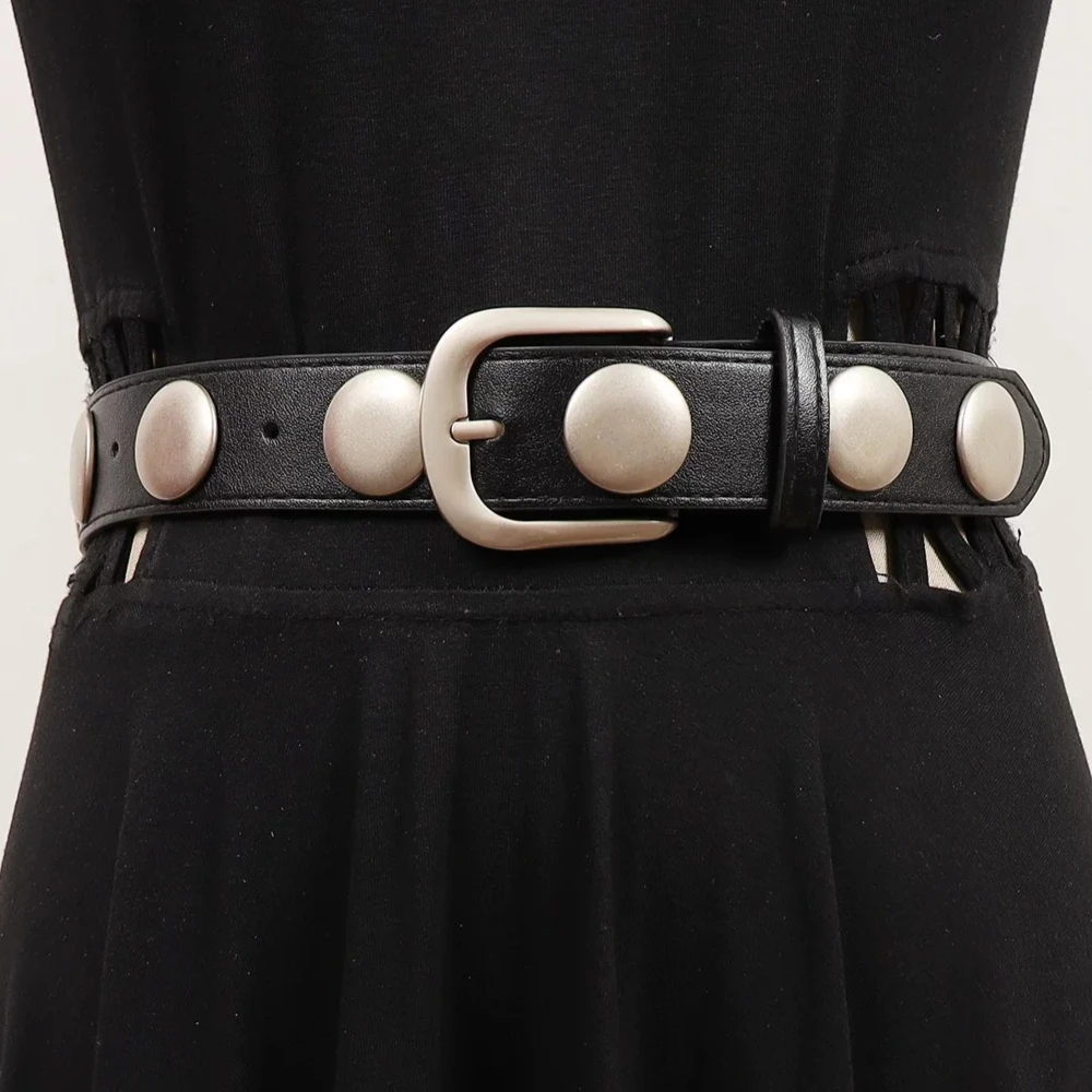 Simple Design Heavy PU Leather Waist Belts Big Rivet Studded Belts Black Coffee Street Cinto Punk Rock Luxury Designer Ceintures
Simple Design Heavy PU Leather Waist Belts Big Rivet Studded Belts Black Coffee Street Cinto Punk Rock Luxury Designer Ceintures