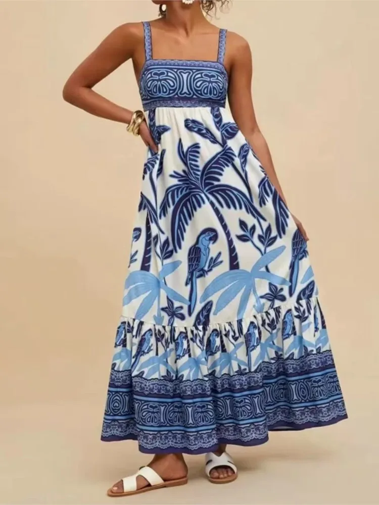 Fashion Bohemian Sling Printed Dresses 2025 Summer New Women's Sleeveless Long Dress Chic Vacation Style Casual Female Vestidos
Fashion Bohemian Sling Printed Dresses 2025 Summer New Women's Sleeveless Long Dress Chic Vacation Style Casual Female Vestidos