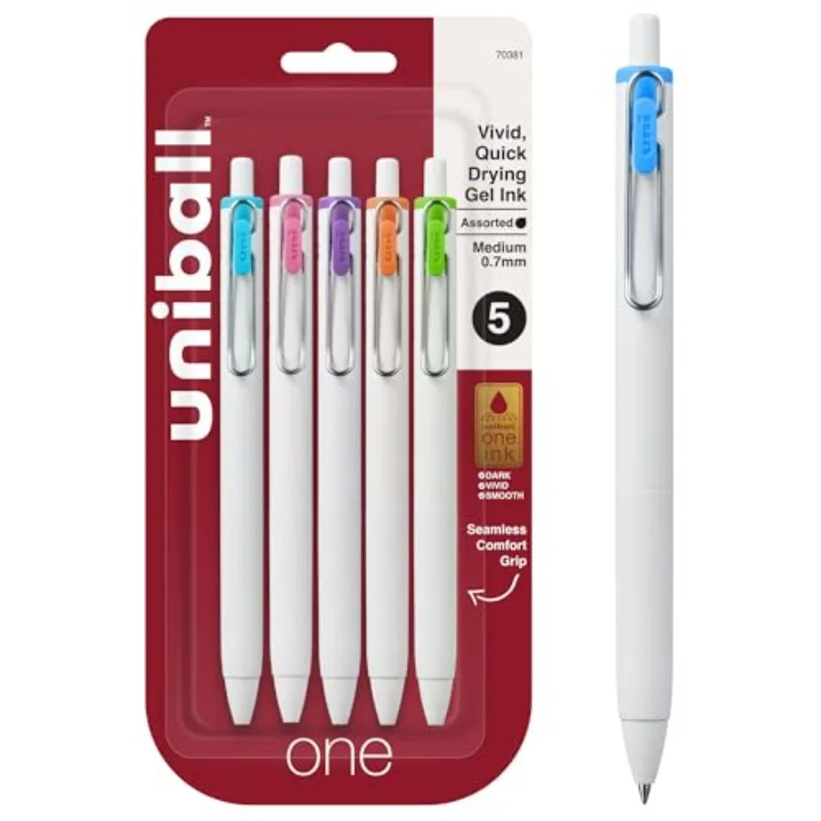 uniball one Retractable Gel Pens, Point 0.7mm,Ink, 5 Pack
uniball one Retractable Gel Pens, Point 0.7mm,Ink, 5 Pack