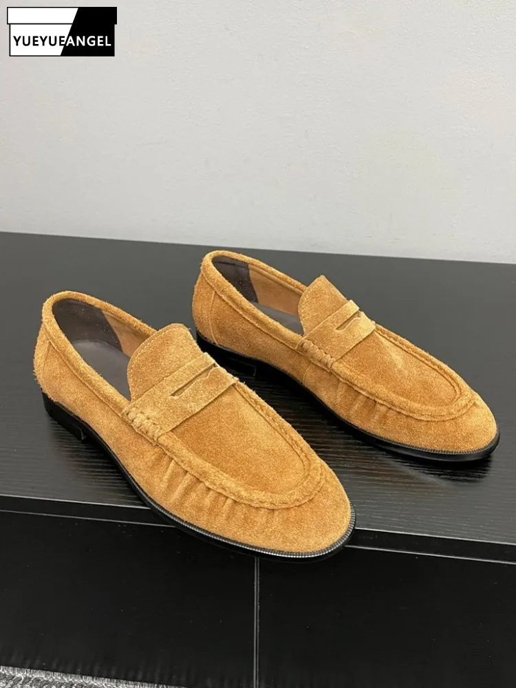 Solid Color Genuine Leather Handmade Slip On Loafer Male Concise Platform Hard Wearing Round Toe Suede Cowhide Dress Shoes
Solid Color Genuine Leather Handmade Slip On Loafer Male Concise Platform Hard Wearing Round Toe Suede Cowhide Dress Shoes