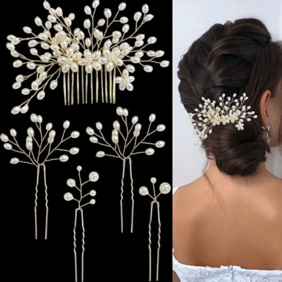 5 PCS Wedding Hair Accessories Inclding 1 PCS Hair Comb and 4 PCS Bride Hair Pins Bridal Hair Pcs for Women Crystal Bride Bride
5 PCS Wedding Hair Accessories Inclding 1 PCS Hair Comb and 4 PCS Bride Hair Pins Bridal Hair Pcs for Women Crystal Bride Bride