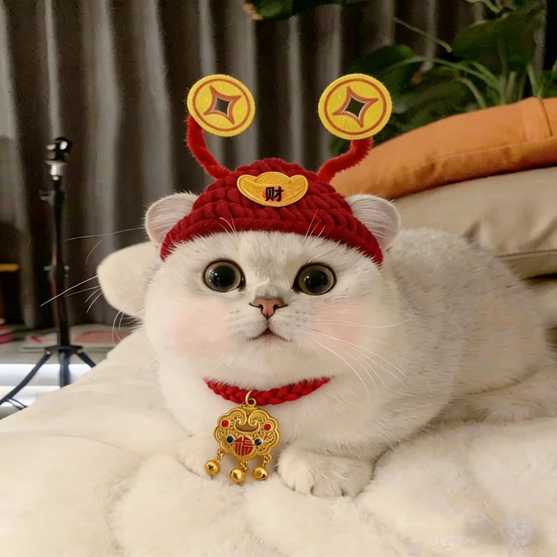 Pet Cats New Year Headwear Red Headwear Festive Costume Hat Congratulations on Getting Rich and New Cute Adjustable Cat Hat
Pet Cats New Year Headwear Red Headwear Festive Costume Hat Congratulations on Getting Rich and New Cute Adjustable Cat Hat