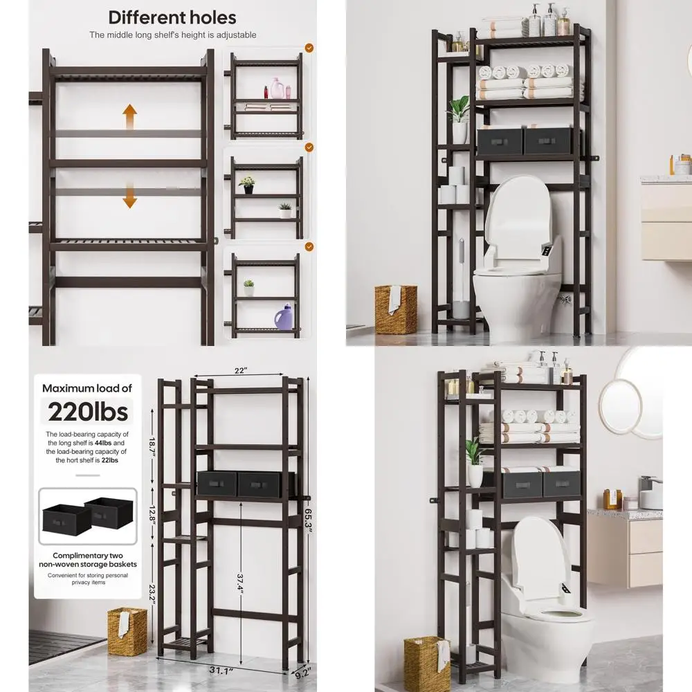 Over-the-Potty Basket Storage and Bamboo Adjustable Shelving Organizer with Waterproof Pad, Space-Saving for Bathroom, Laundry,
Over-the-Potty Basket Storage and Bamboo Adjustable Shelving Organizer with Waterproof Pad, Space-Saving for Bathroom, Laundry,