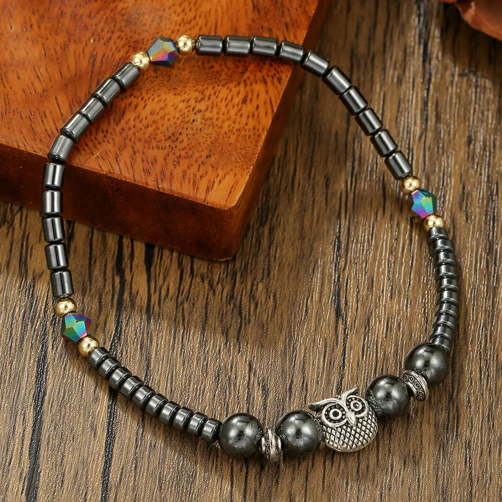 New Black Gallstone Electroplated AB Round Bead Owl Shackle for Summer Beach Wear
New Black Gallstone Electroplated AB Round Bead Owl Shackle for Summer Beach Wear