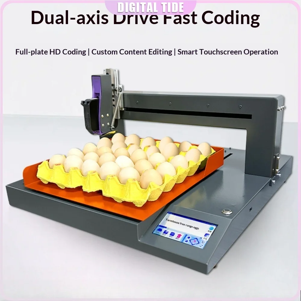 Fully automatic small desktop egg inkjet printer, continuous egg inkjet printer used for printing expiration date stamps on eggs
Fully automatic small desktop egg inkjet printer, continuous egg inkjet printer used for printing expiration date stamps on eggs