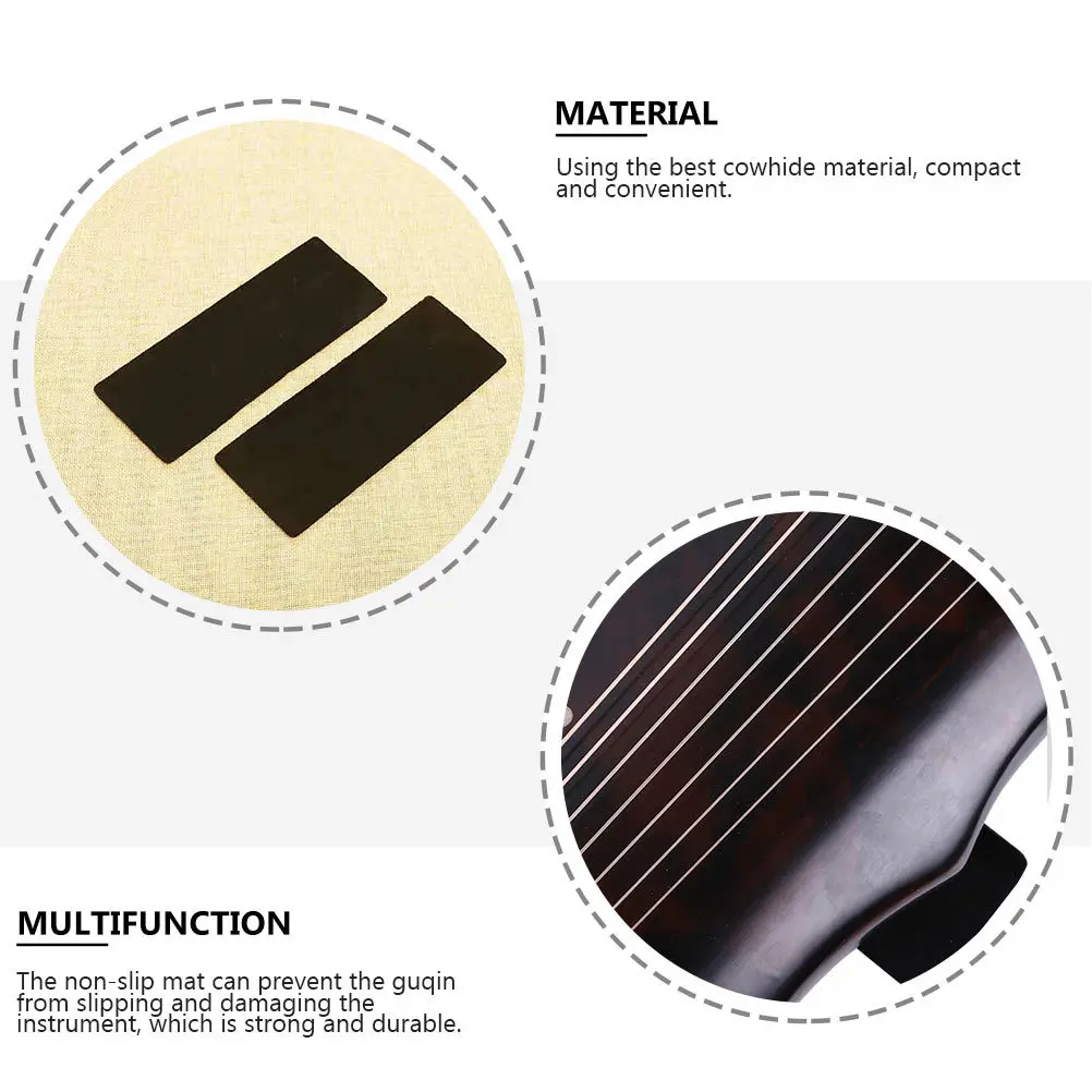 2pcs Guqin Anti-Slip Mat Non-Slip Cowhide Durable Retro Design Strong Grip Professional String Instrument Accessory Endpin