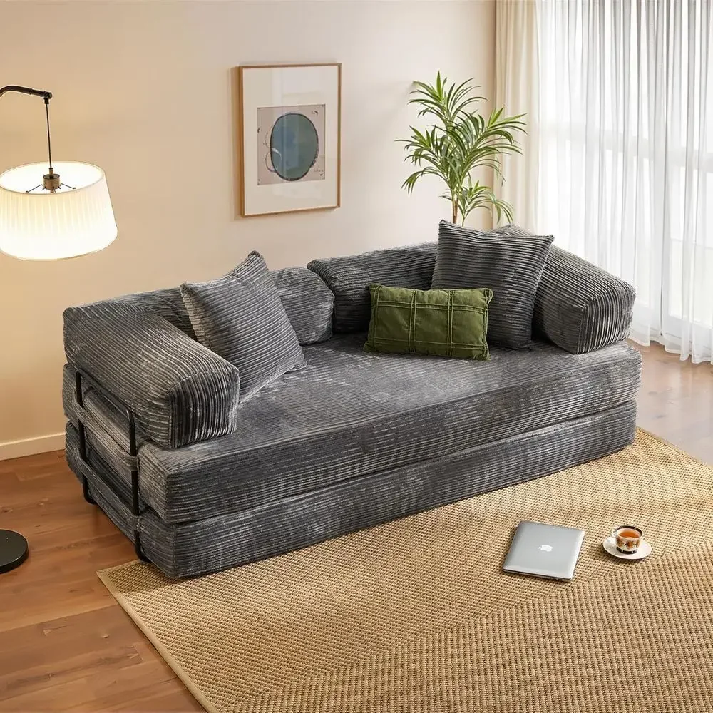 Gray Corduroy Convertible Sleeper Sofa Bed for Small Spaces
Gray Corduroy Convertible Sleeper Sofa Bed for Small Spaces