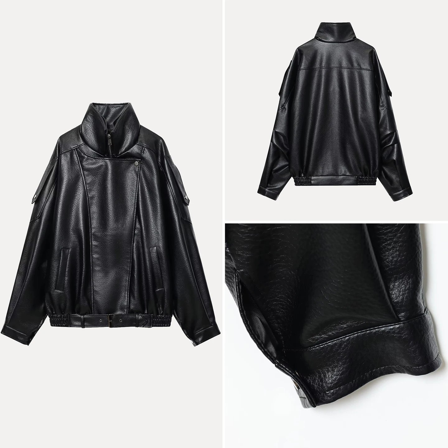 Casual Sle Pure Color Belted Double Collar Leather Jaet for Women Autumn Faion Trend Youth Zipper Long Sve Coat
Casual Sle Pure Color Belted Double Collar Leather Jaet for Women Autumn Faion Trend Youth Zipper Long Sve Coat