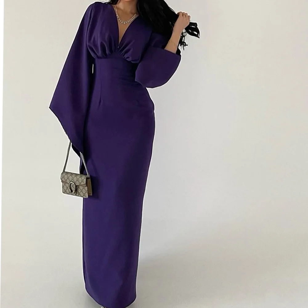 Customized Temperament Jersey Straight Evening Dress V-Neck Long Sleeves Special Occasion Gowns Photo Color High Quality
Customized Temperament Jersey Straight Evening Dress V-Neck Long Sleeves Special Occasion Gowns Photo Color High Quality
