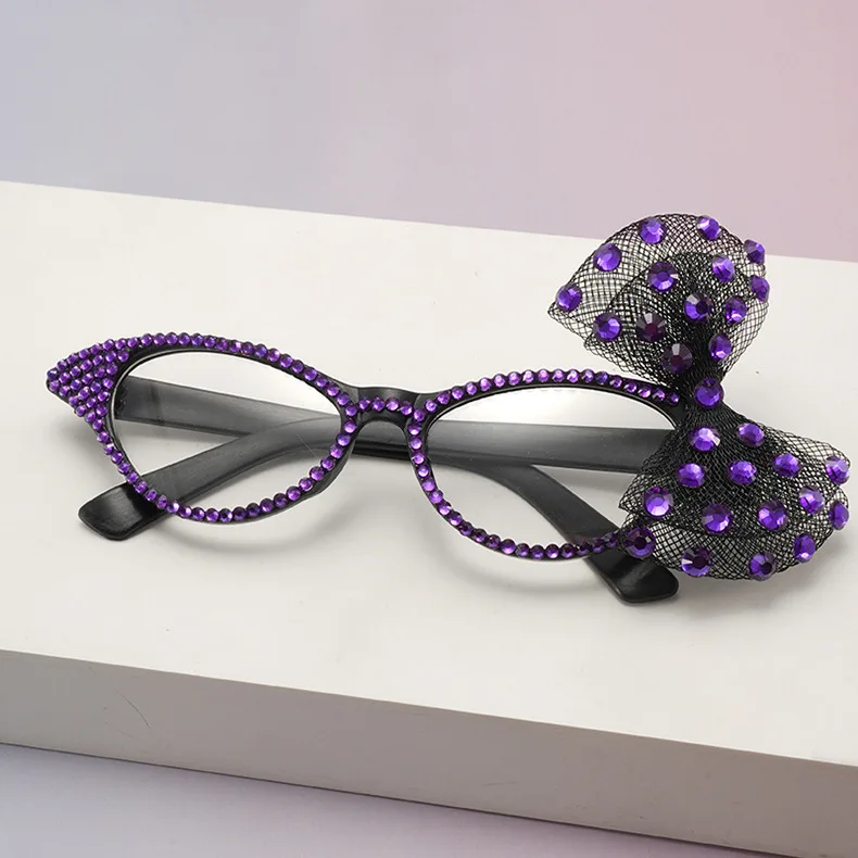 Fashion Personality Bow Sticker Diamond Creative Masquerade Party Glasses Cat's Eye Festival Funny glasses for party decoration
Fashion Personality Bow Sticker Diamond Creative Masquerade Party Glasses Cat's Eye Festival Funny glasses for party decoration
