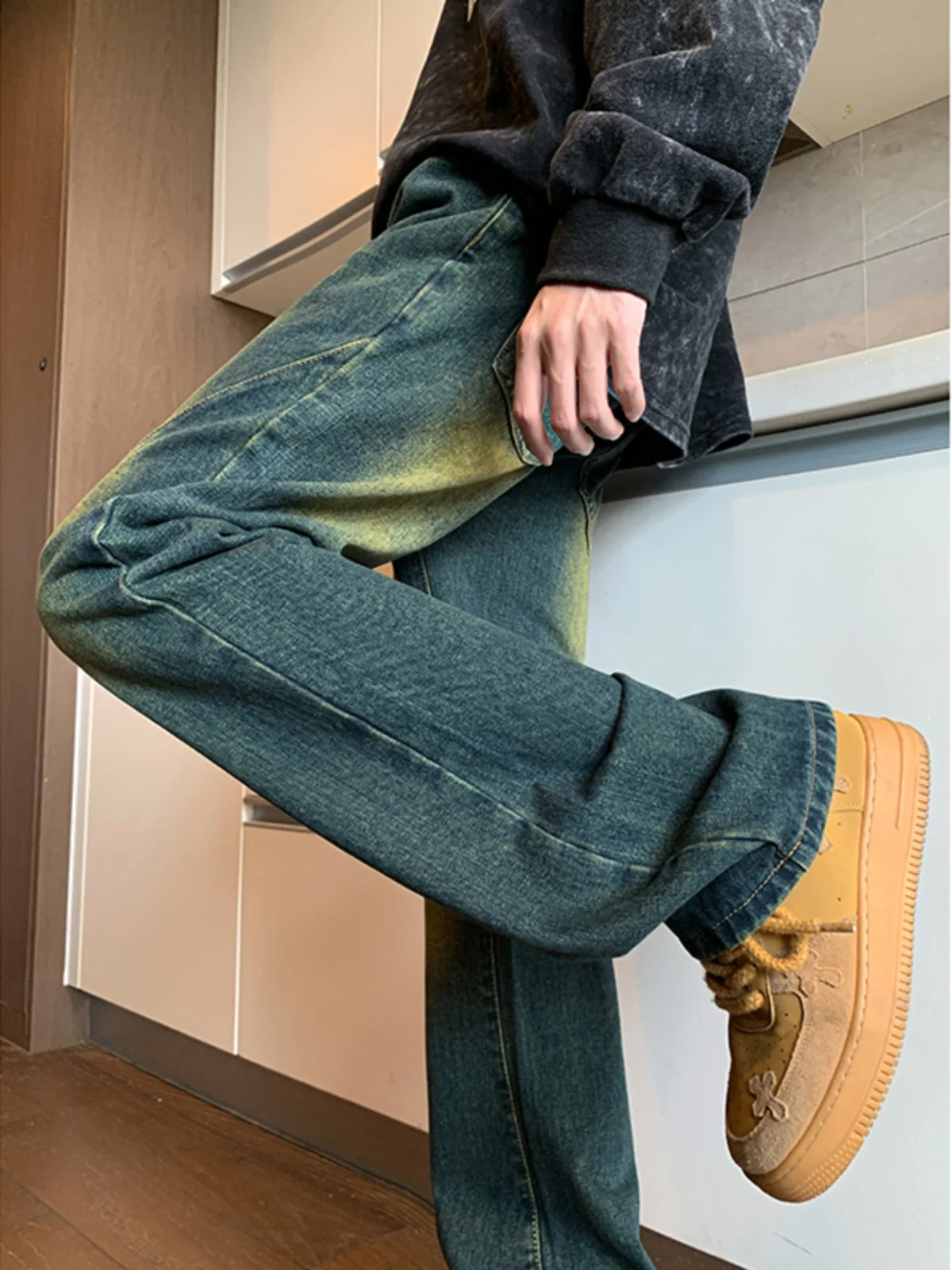 Retro American Denim Jeans Men's Waed Heavy Du Straight Leg Micro Flared Pants Spring Autumn Wooutters Casual Wear
Retro American Denim Jeans Men's Waed Heavy Du Straight Leg Micro Flared Pants Spring Autumn Wooutters Casual Wear