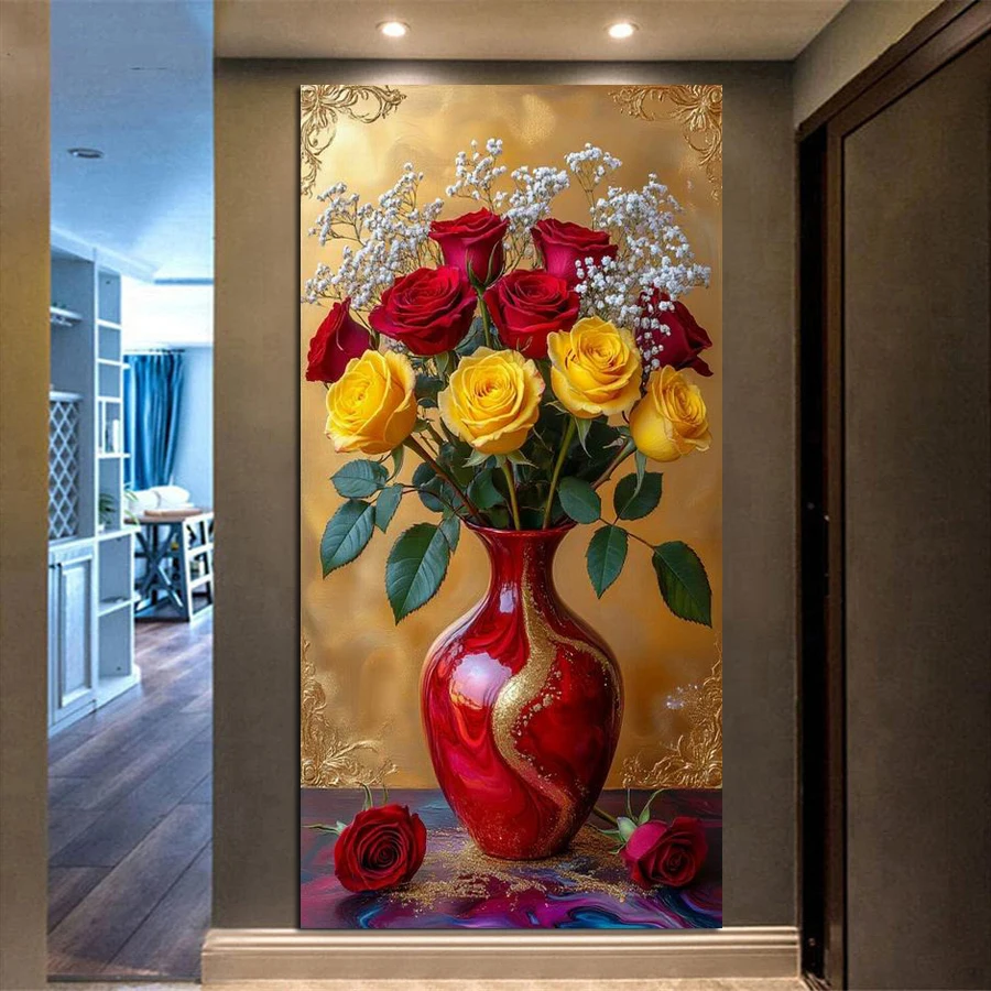 Flowers Large Size Diy Diamond Painting Kits New Collection Still Life Colorful Rose Vase Full Drill Mosaic Embroidery Pictures
Flowers Large Size Diy Diamond Painting Kits New Collection Still Life Colorful Rose Vase Full Drill Mosaic Embroidery Pictures