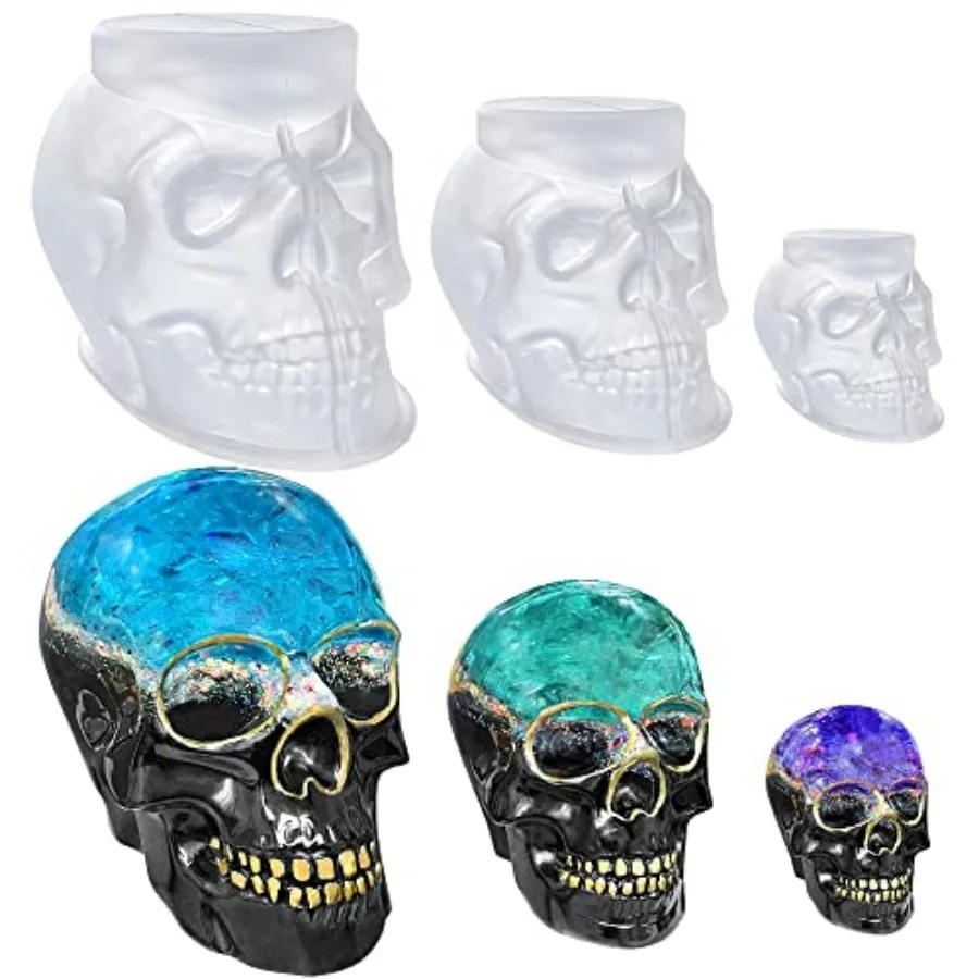 Set of Large + Medium + Small 3D Skull Resin Molds, Flexible Clear Silicone Skull Head Molds, Silicone Molds for Resin, Soap, C
Set of Large + Medium + Small 3D Skull Resin Molds, Flexible Clear Silicone Skull Head Molds, Silicone Molds for Resin, Soap, C