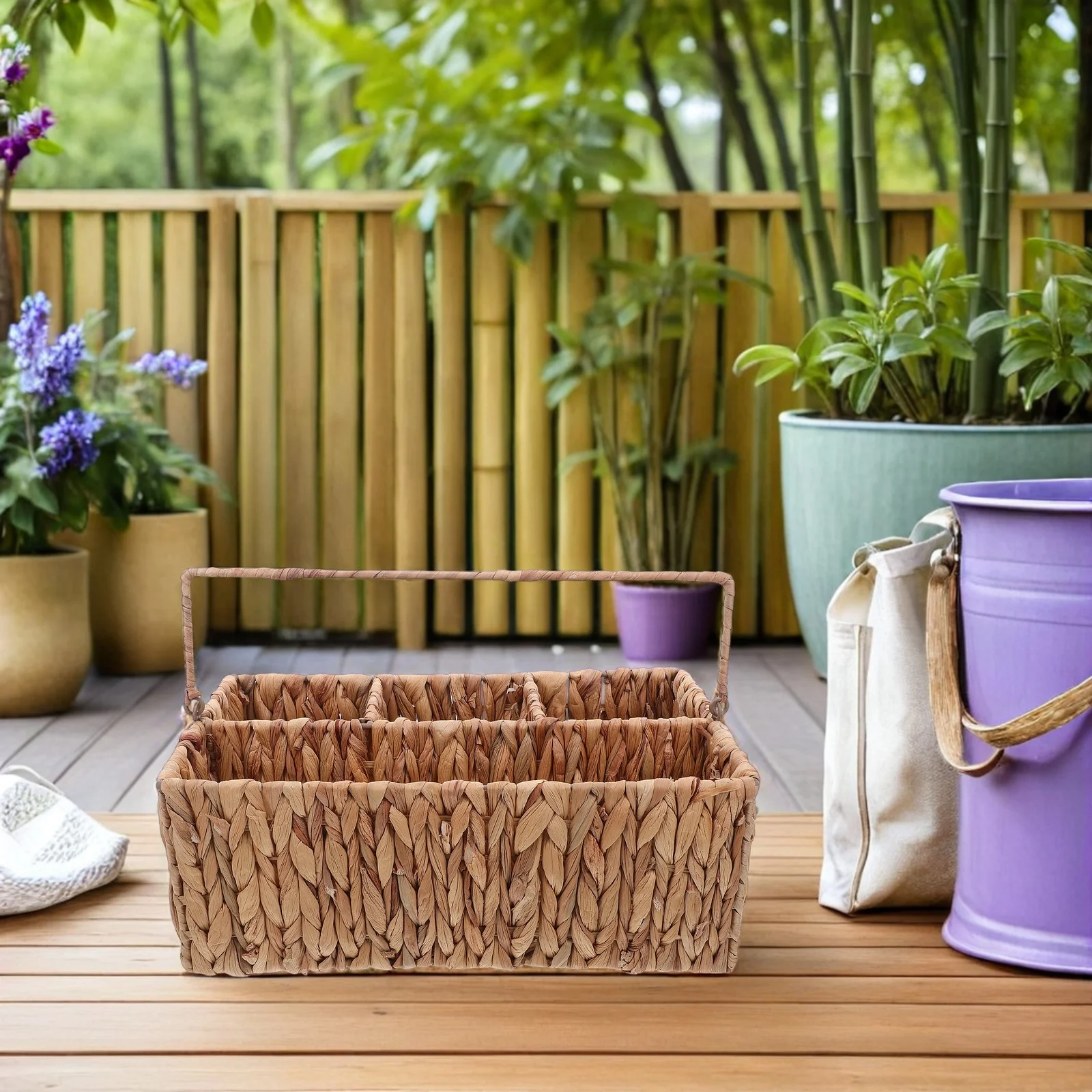 Handwoven Picnic Basket with 4 Compartments - Rustic Woven Cutlery Organizer for Outdoor Parties Portable Silverware Storage
Handwoven Picnic Basket with 4 Compartments - Rustic Woven Cutlery Organizer for Outdoor Parties Portable Silverware Storage