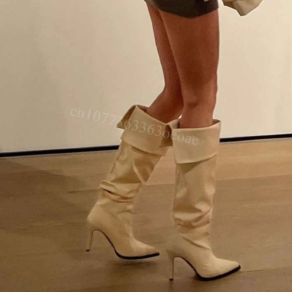 White Pleated Pointed Toe Boots over the Knee Matte Leather Shoes for Women Thin High Heels Sexy Shoes 2025 Zapatos Para Mujere
White Pleated Pointed Toe Boots over the Knee Matte Leather Shoes for Women Thin High Heels Sexy Shoes 2025 Zapatos Para Mujere