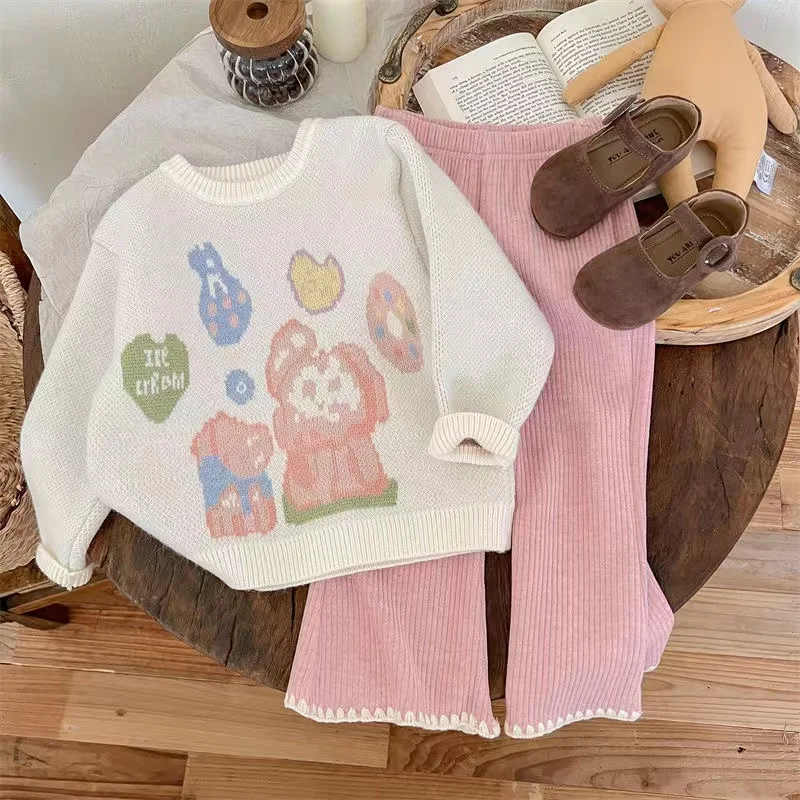 Korean Bottom Clothes Set Suit For Girls Girl Outfits Set Clothes Knit Sweater+Flared Pants Autumn 2 Piece Set Girls
Korean Bottom Clothes Set Suit For Girls Girl Outfits Set Clothes Knit Sweater+Flared Pants Autumn 2 Piece Set Girls