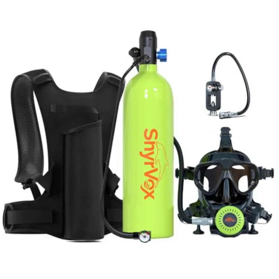 Portable scuba tank for shore snorkeling and recreational diving, aluminum alloy, black, 1.9L capacity, 200bar pressure, 30-35m
Portable scuba tank for shore snorkeling and recreational diving, aluminum alloy, black, 1.9L capacity, 200bar pressure, 30-35m